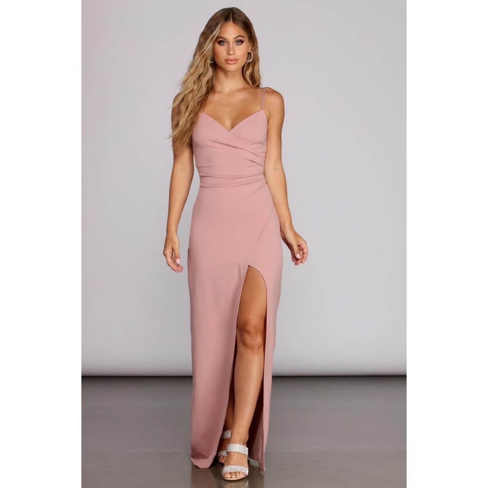 Formal High Slit Wrap Dress